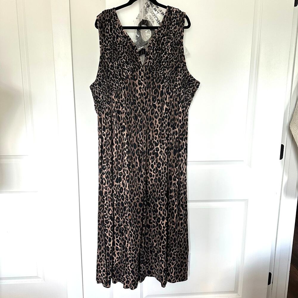 ASOS Design Curve 20 US Leopard Print Midaxi V Neck Full Hem Midi Maxi Dress NWT - Picture 4 of 12